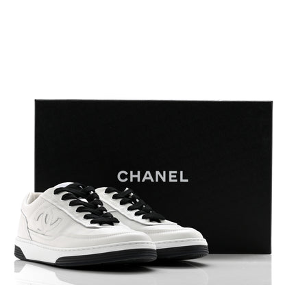 Chanel Calfskin CC Womens Sneakers 37 White Black 11 of 11