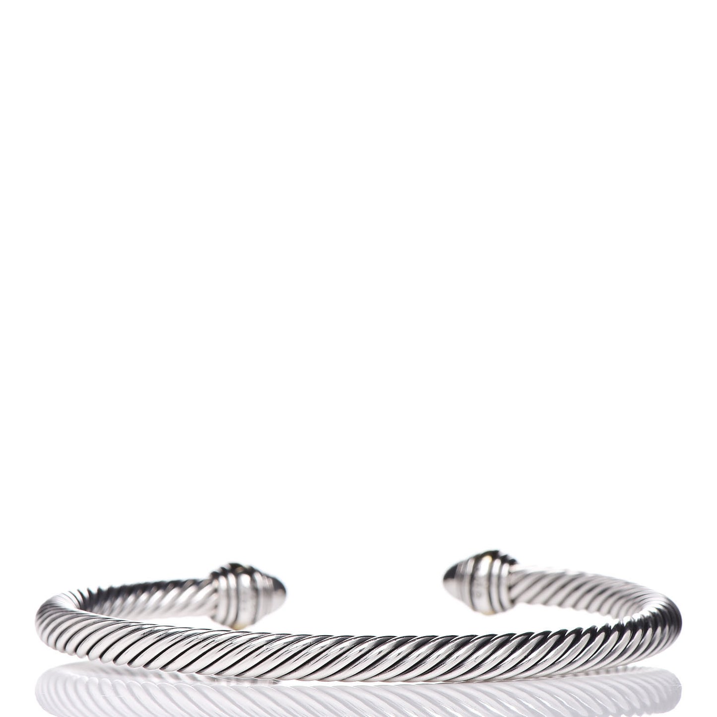 Sterling Silver 14K Yellow Gold Diamond 5mm Cable Classics Bracelet