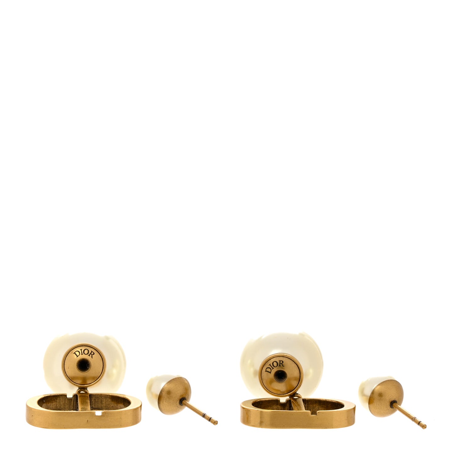 Pearl Logo Drop Earrings Gold