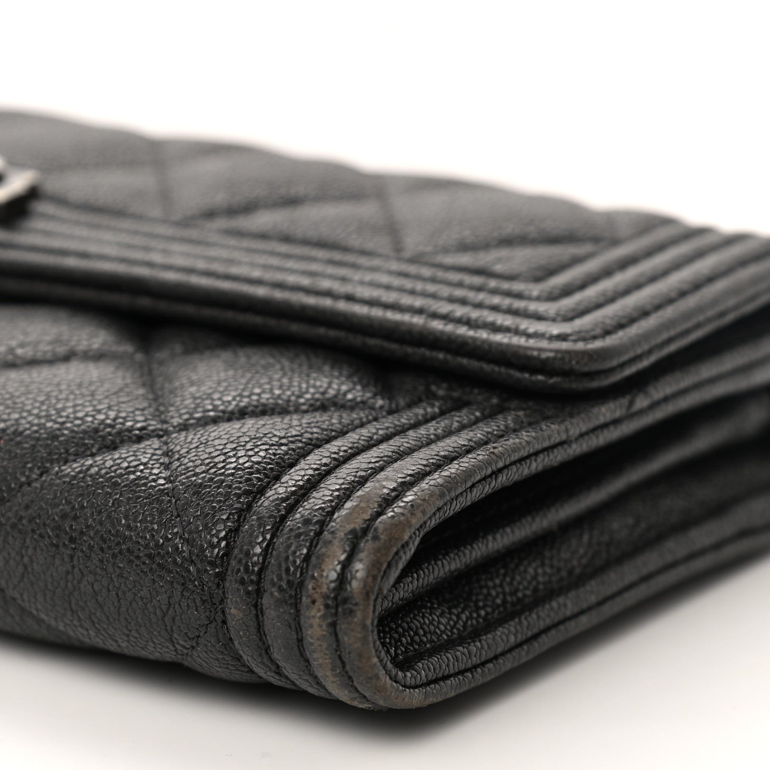 Chanel Metallic Caviar Quilted Boy Flap Wallet Black 5 of 10