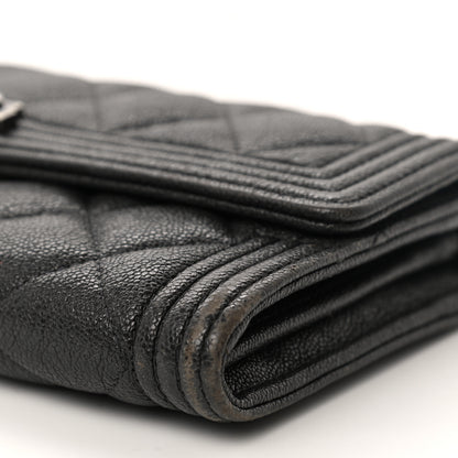 Chanel Metallic Caviar Quilted Boy Flap Wallet Black 5 of 10