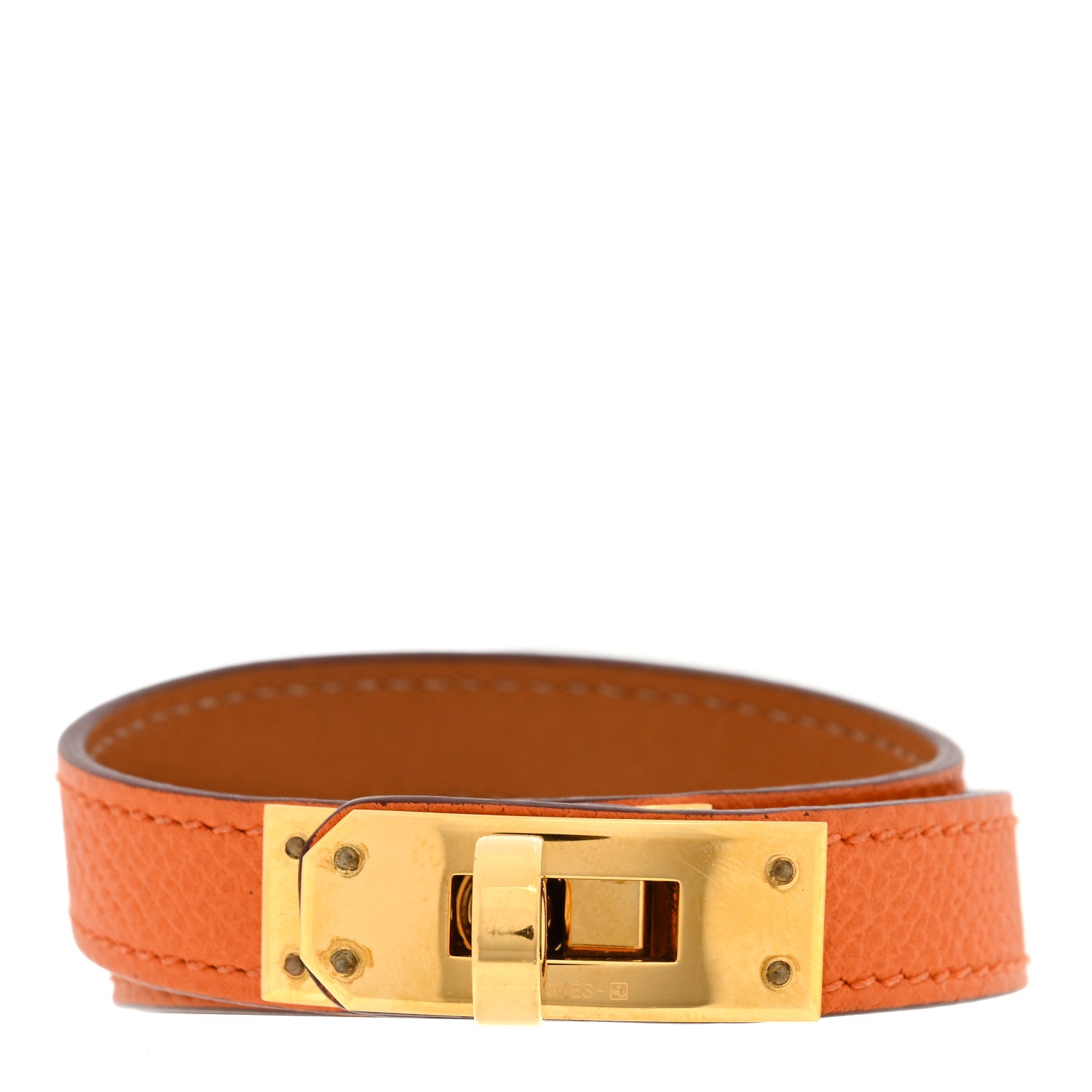Hermes Epsom Kelly Double Tour Bracelet S Orange 1 of 3