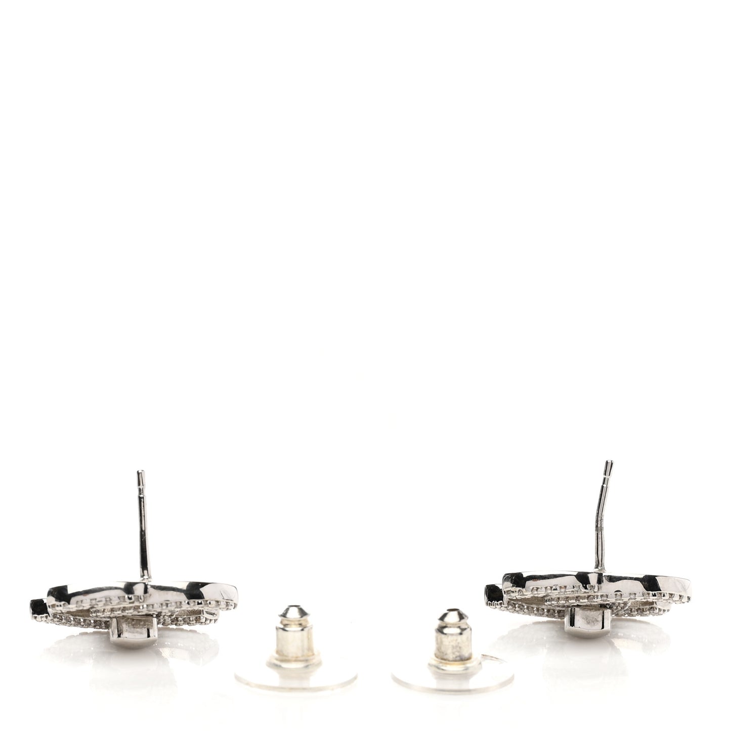 Crystal CC Turnlock Earrings Silver