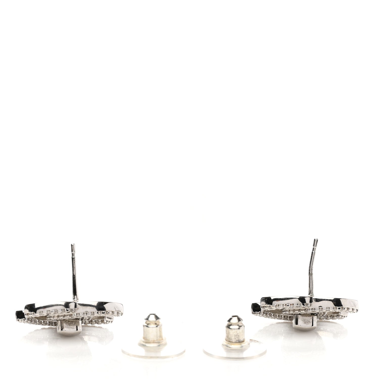 Chanel Crystal CC Turnlock Earrings Silver 3 of 4