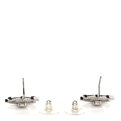Chanel Crystal CC Turnlock Earrings Silver 3 of 4
