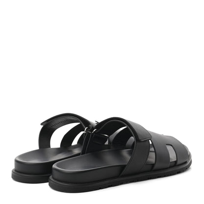 Hermes Calfskin Mens Chypre Sandals 44 Black 4 of 8