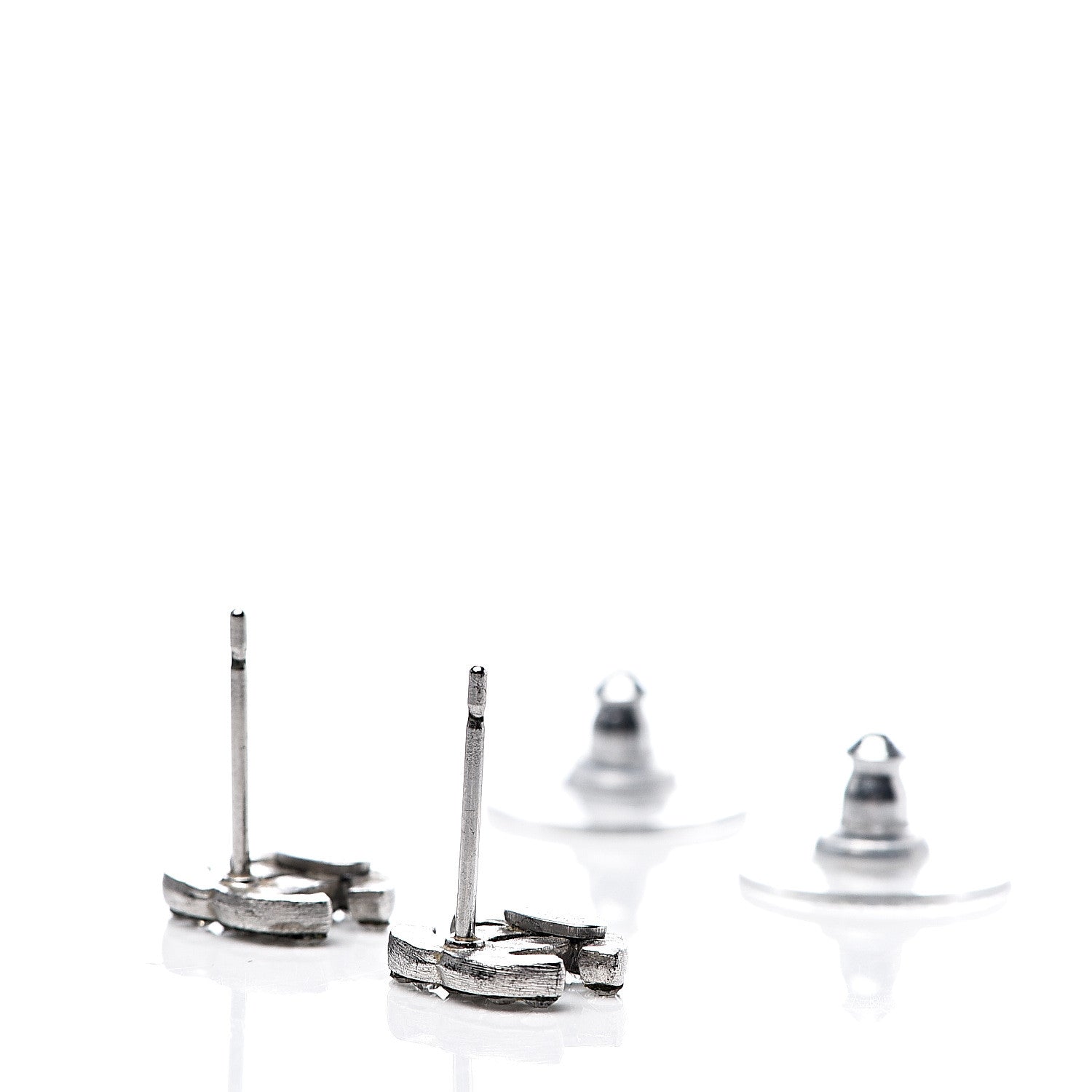 Chanel Crystal Mini Timeless CC Earrings Silver 4 of 5