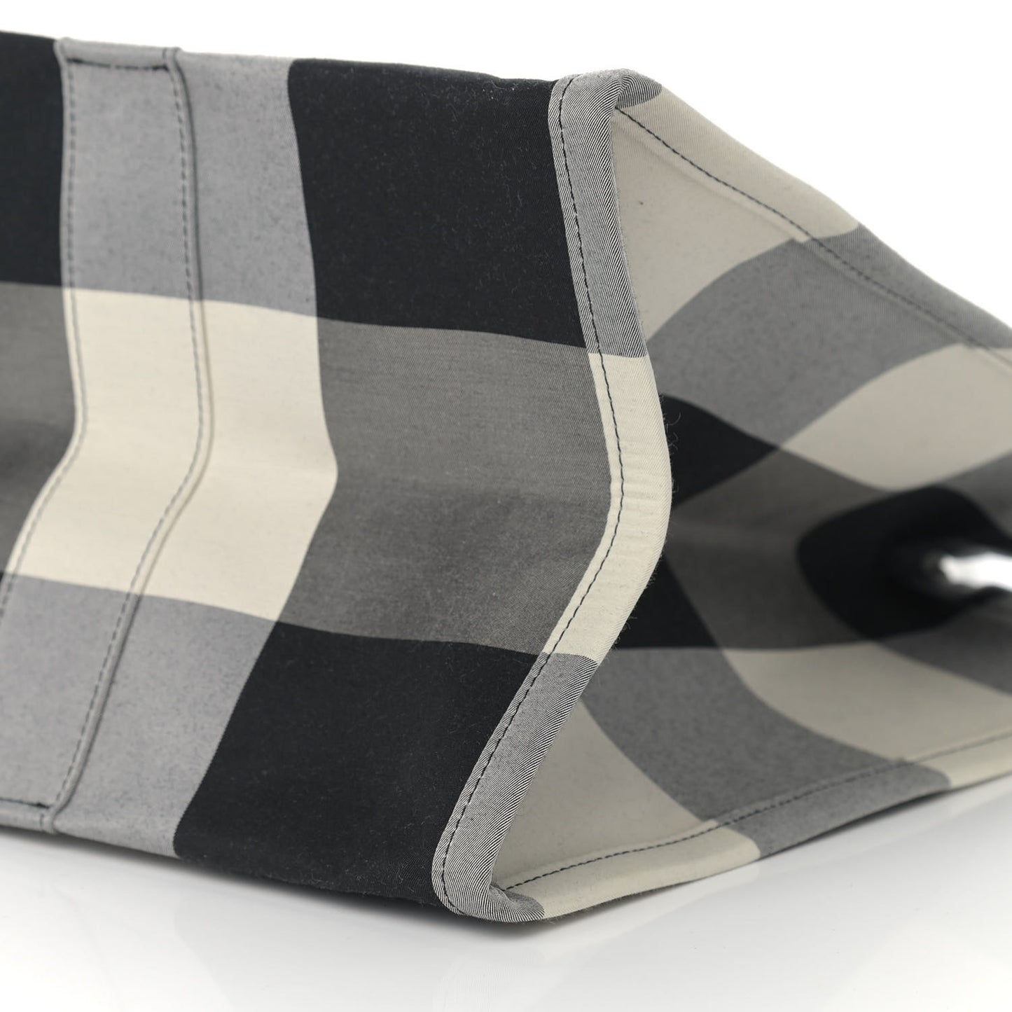 Canvas Checkered Book Tote Black White