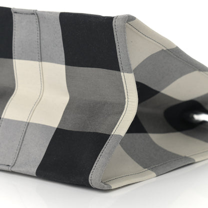 Christian Dior Canvas Checkered Book Tote Black White 8 of 8