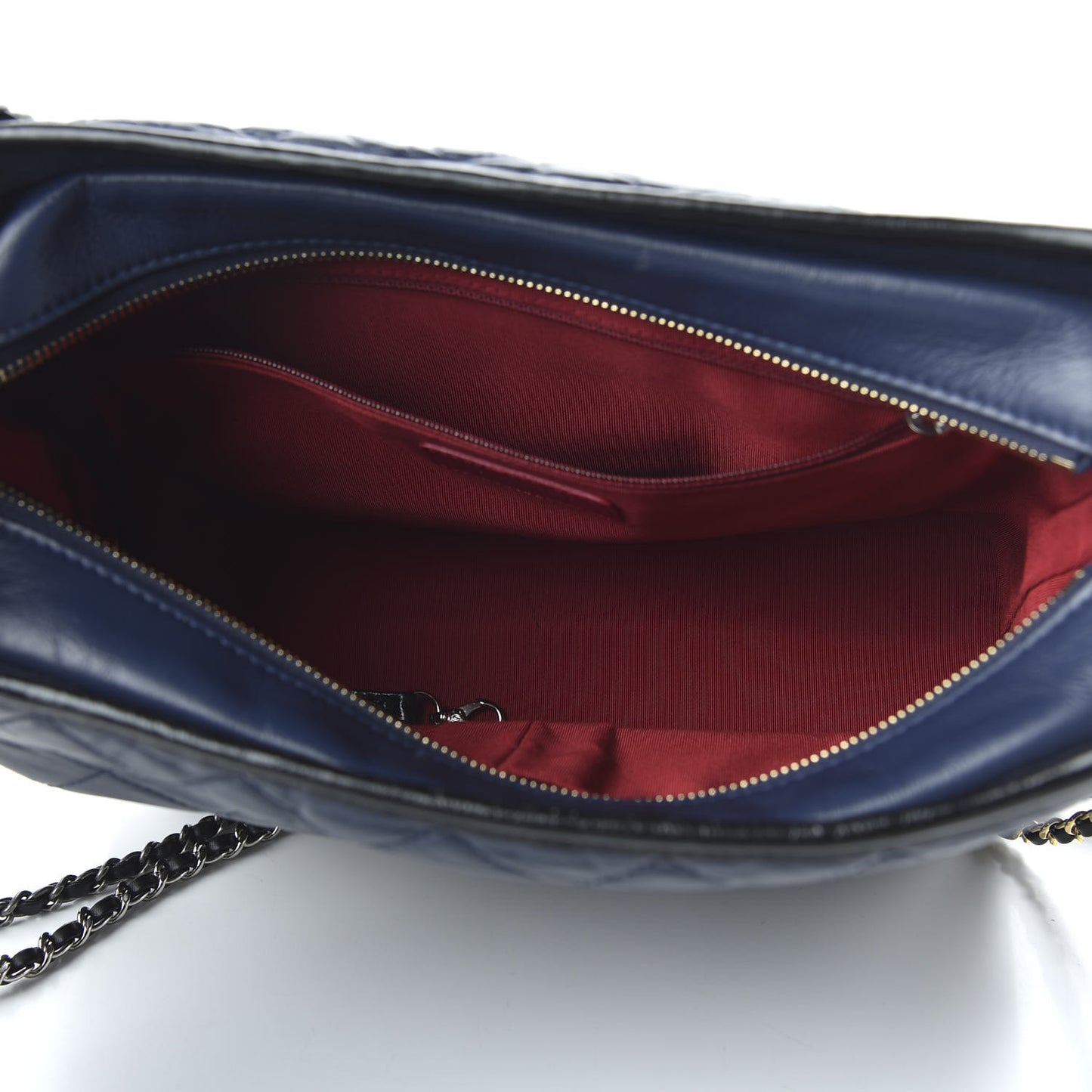 Aged Calfskin Quilted Medium Gabrielle Hobo Navy Black