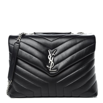 Saint Laurent Calfskin Y Quilted Monogram Medium Loulou Chain Satchel Black 1 of 11