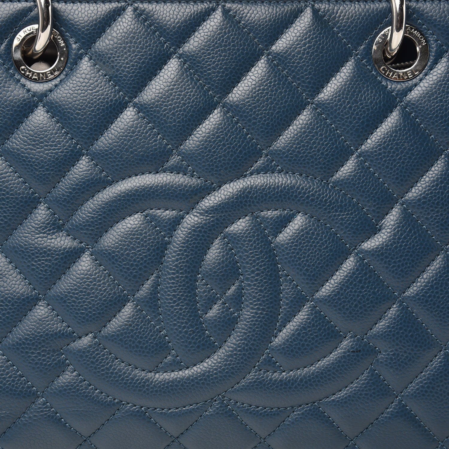 Chanel Caviar Quilted XL Grand Shopping Tote GST Navy Blue 8 of 22