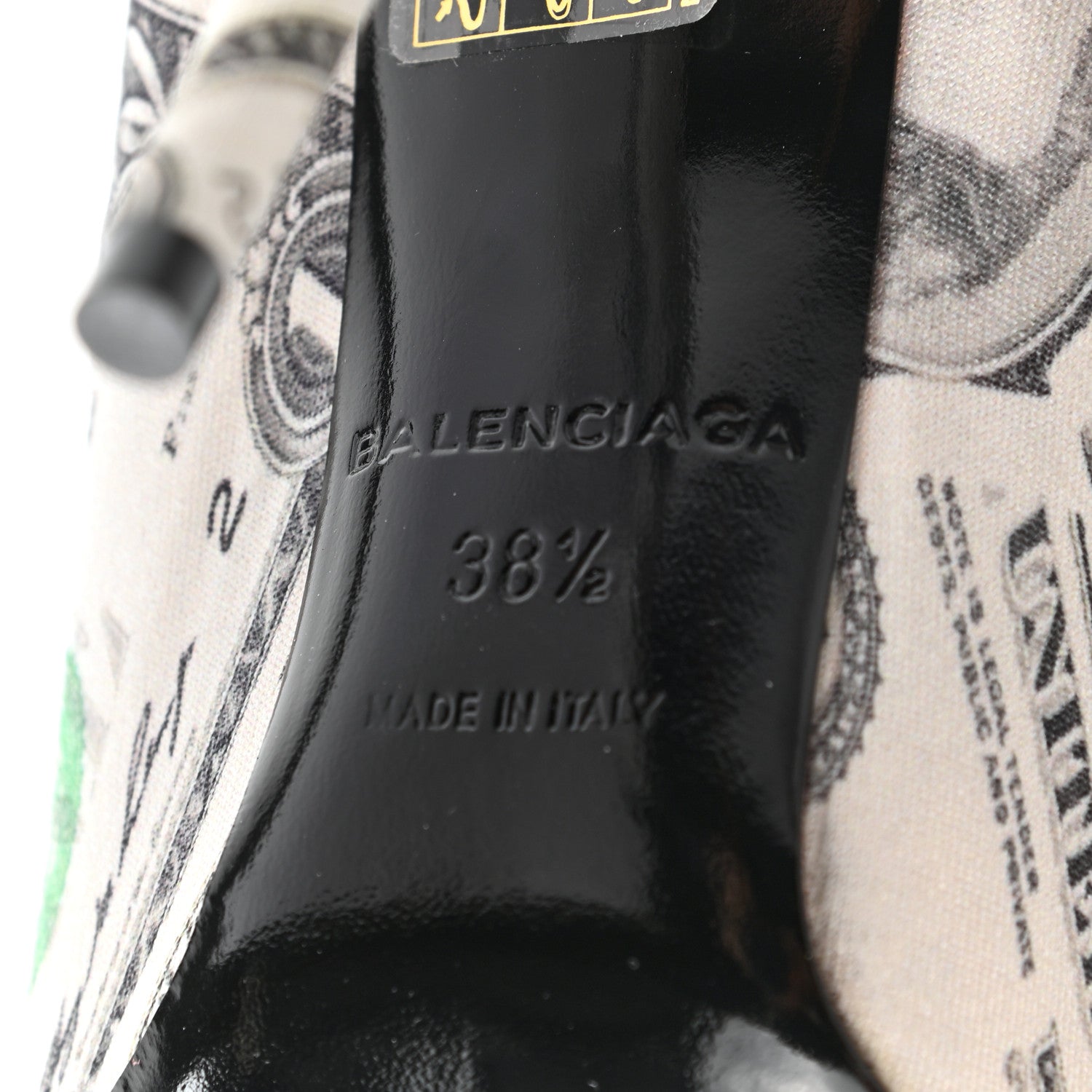Balenciaga Spandex Dollars Print Pointed Toe Knife Thigh High Boots 38.5 Green 6 of 8