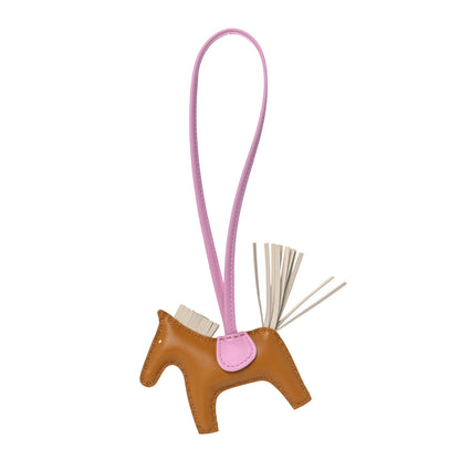 Hermes Milo Lambskin Grigri Rodeo Horse Bag Charm PM Sesame Mauve Sylvestre Craie 1 of 4