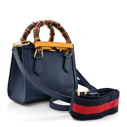 Gucci Wonka Grain Calfskin Mini Diana Tote Bag Royal Blue Yellow 3 of 13