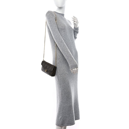 Fendi Vitello Soft F is Fendi Bi-Color FF 1974 Embossed Envelope Wallet On Chain with Pouches Maya Black 2 of 18