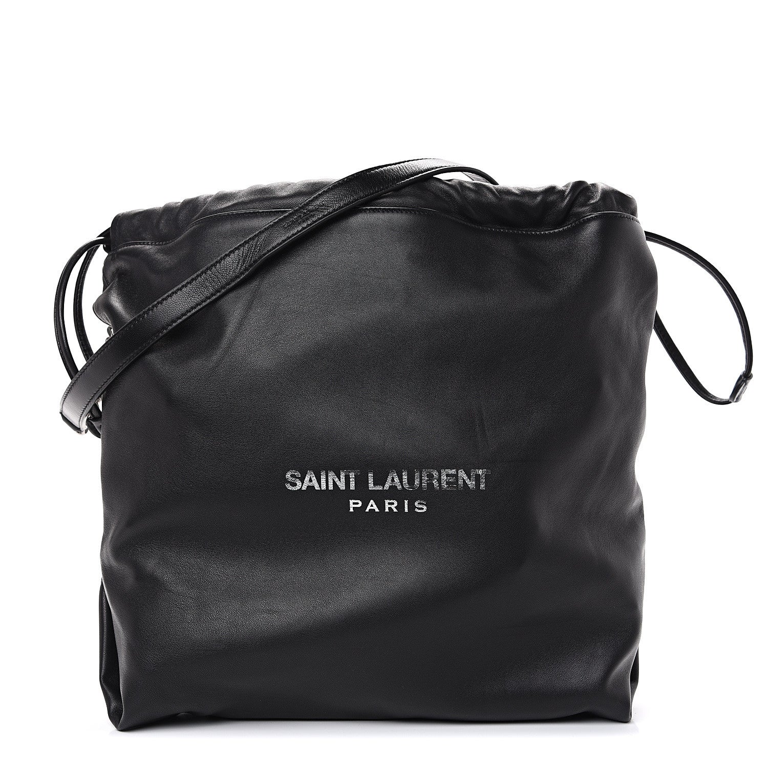 Saint Laurent Lambskin Teddy Bucket Bag Black 1 of 8