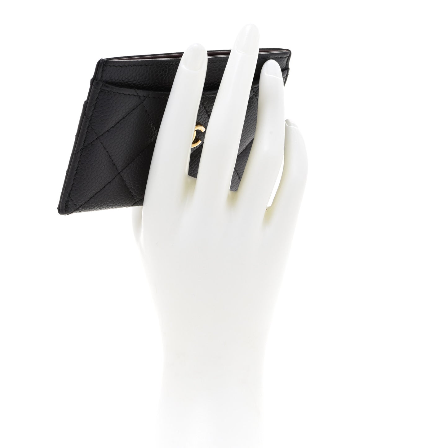Caviar Quilted Card Holder Black