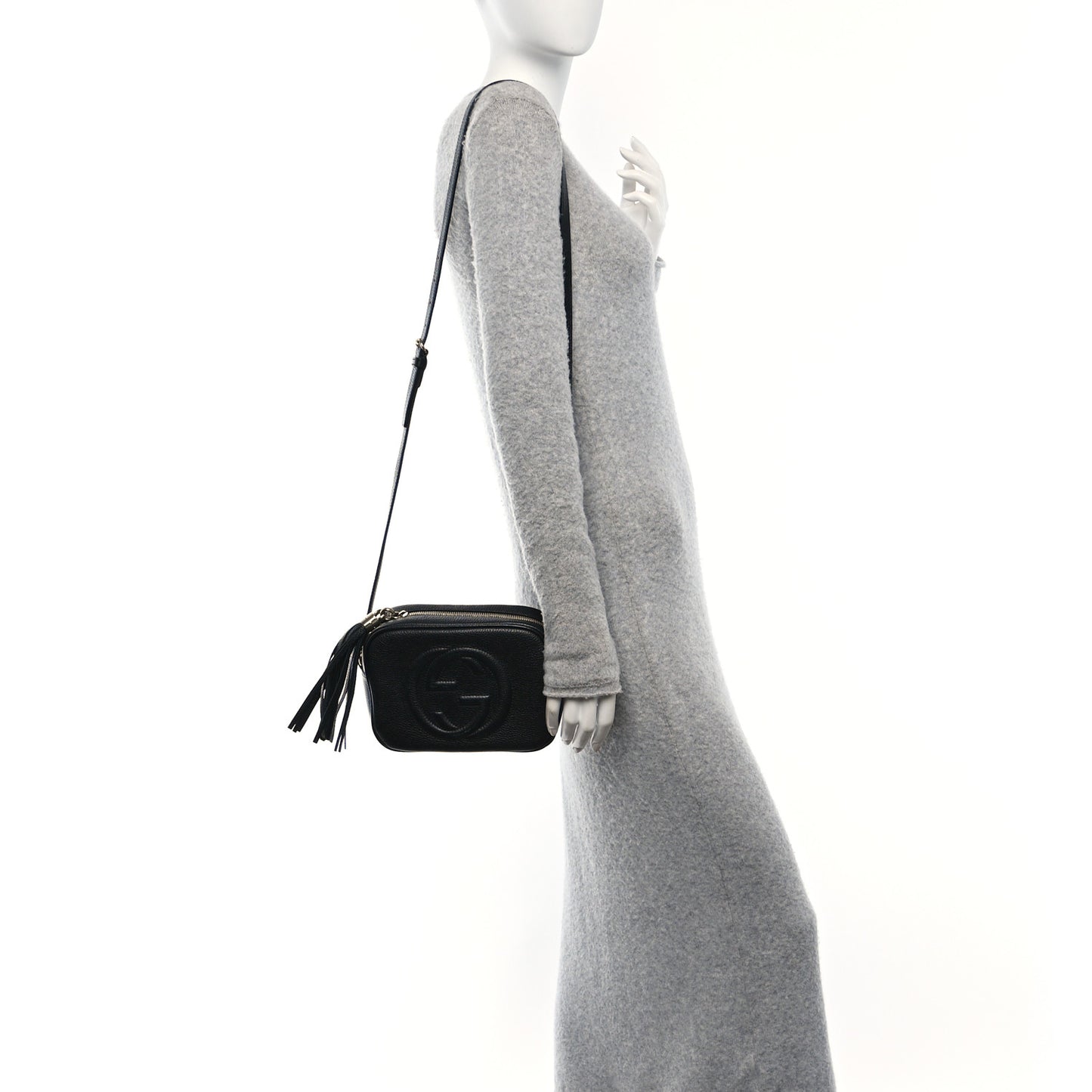 Pebbled Calfskin Small Soho Disco Bag Black