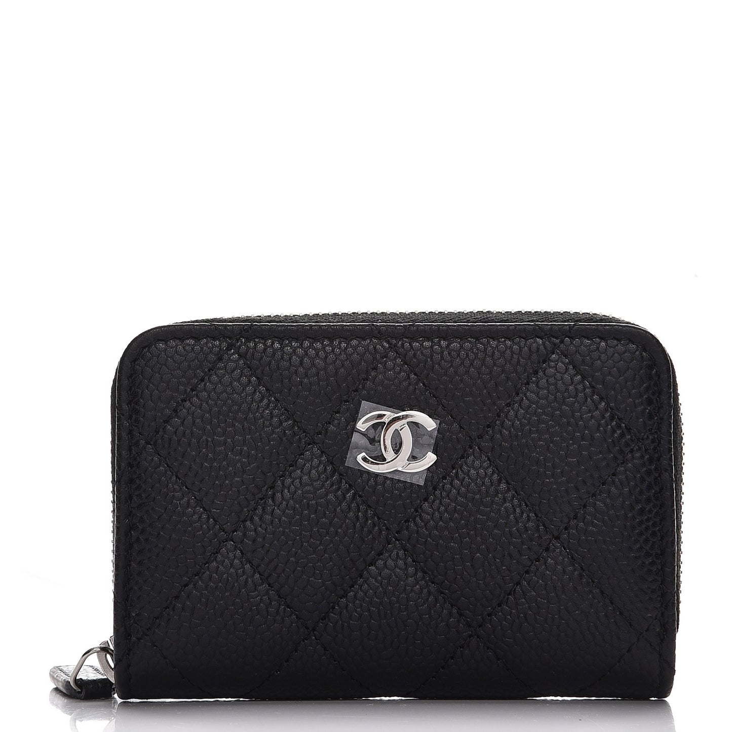 Caviar Quilted Zip Coin Purse Black