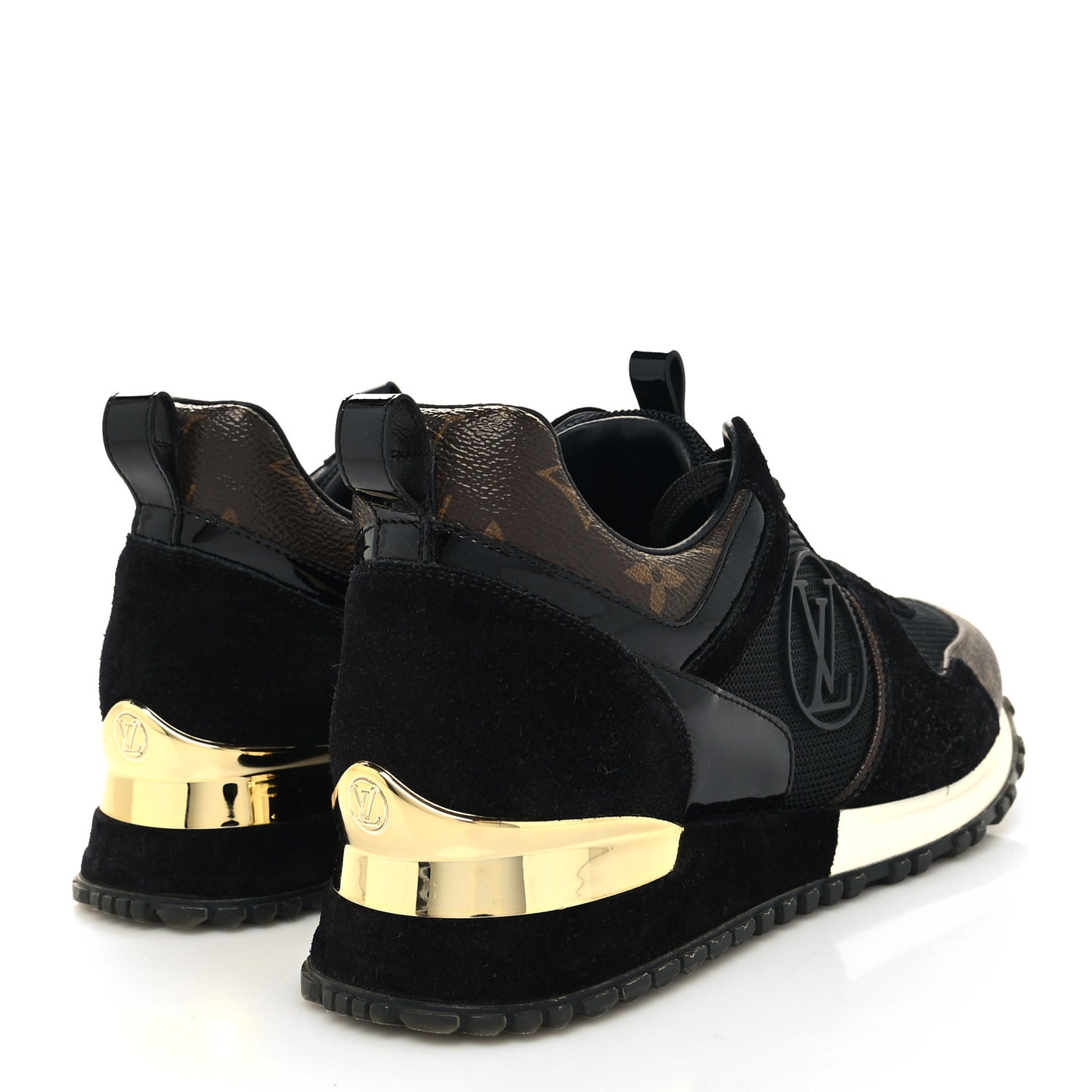 Suede Monogram Run Away Sneakers 37 Black