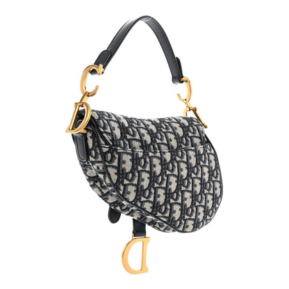 Christian Dior Oblique Mini Saddle Bag Blue 3 of 12