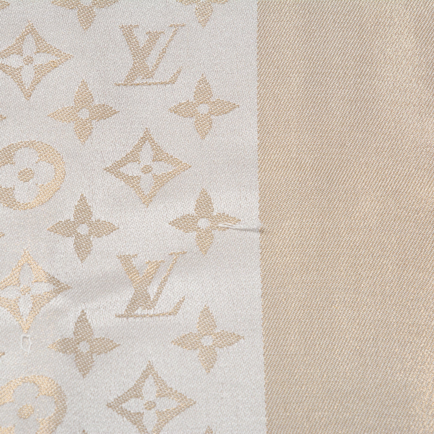 Silk Wool Monogram Shine Shawl Beige