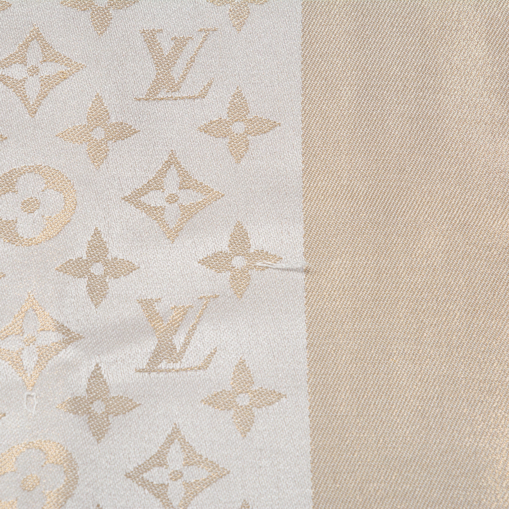 Louis Vuitton Silk Wool Monogram Shine Shawl Beige 7 of 8