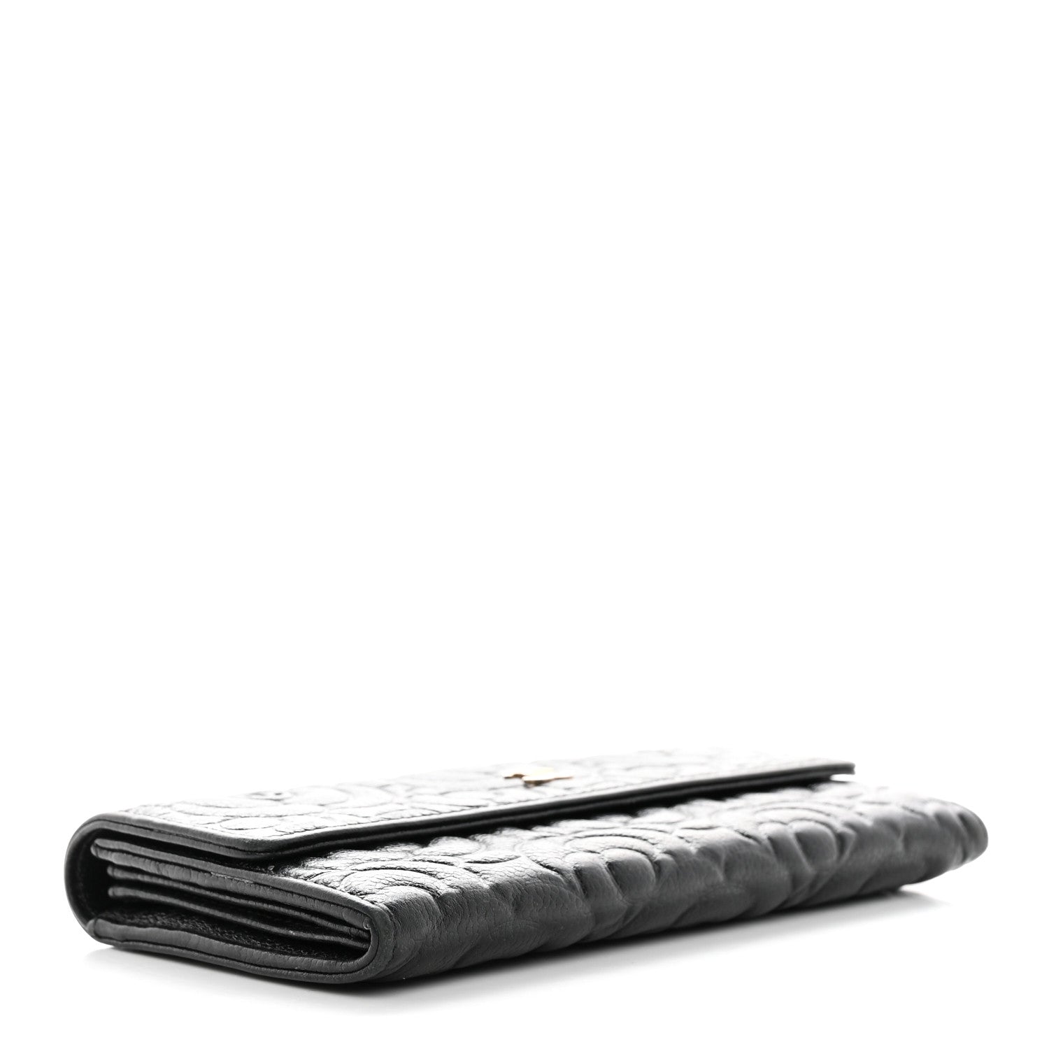 Chanel Caviar Camellia Embossed Flap Wallet Black 4 of 12