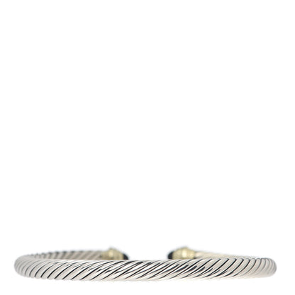 David Yurman Sterling Silver 14K Yellow Gold Black Onyx 5mm Cable Classics Petite Color Bracelet 3 of 5