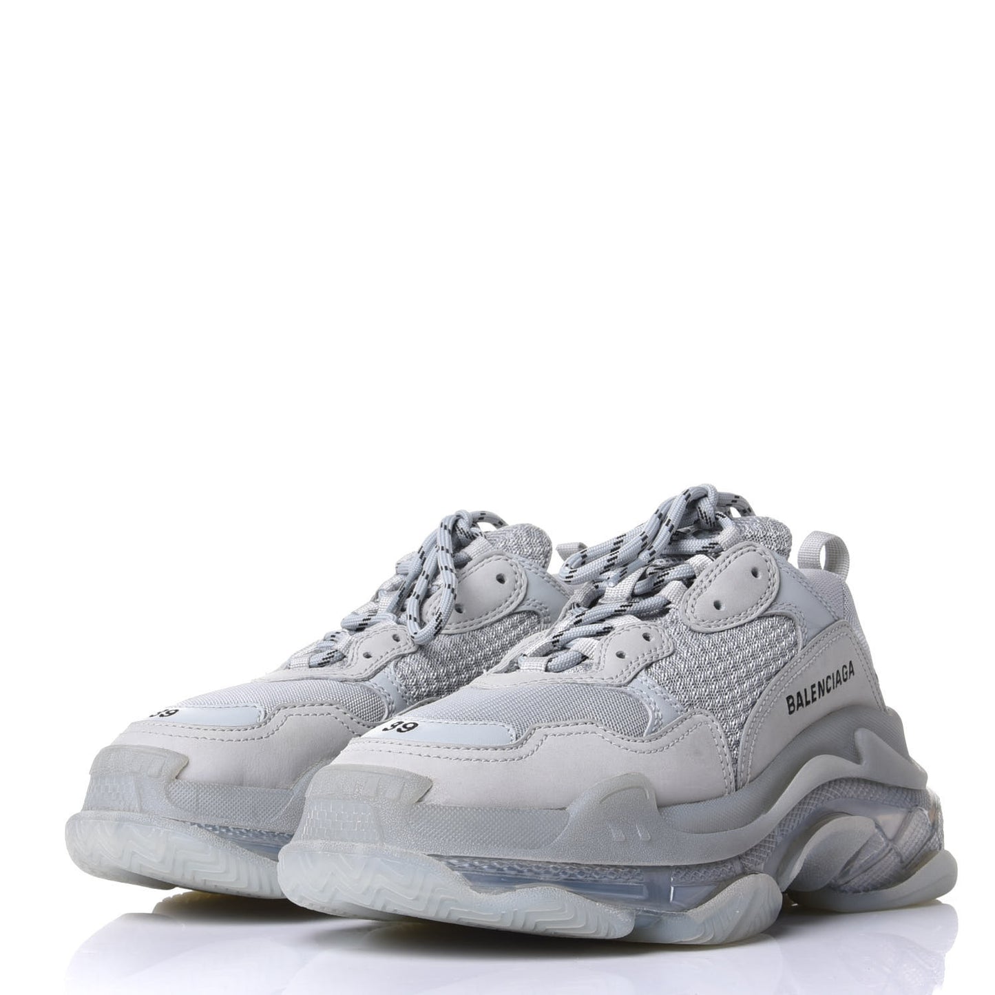 Fabric Mesh Clear Sole Womens Triple S Sneakers 39 Pearl Grey