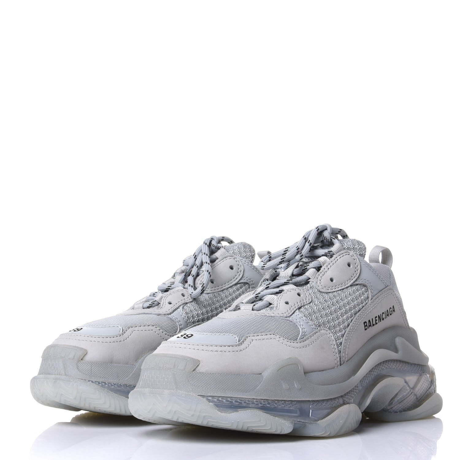 Balenciaga Fabric Mesh Clear Sole Womens Triple S Sneakers 39 Pearl Grey 3 of 11