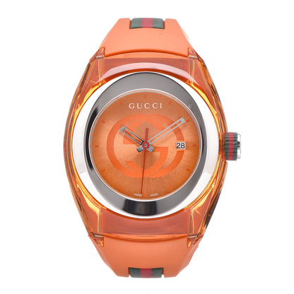 Gucci Stainless Steel Rubber 46mm Sync Web Quartz Watch Orange 1 of 6