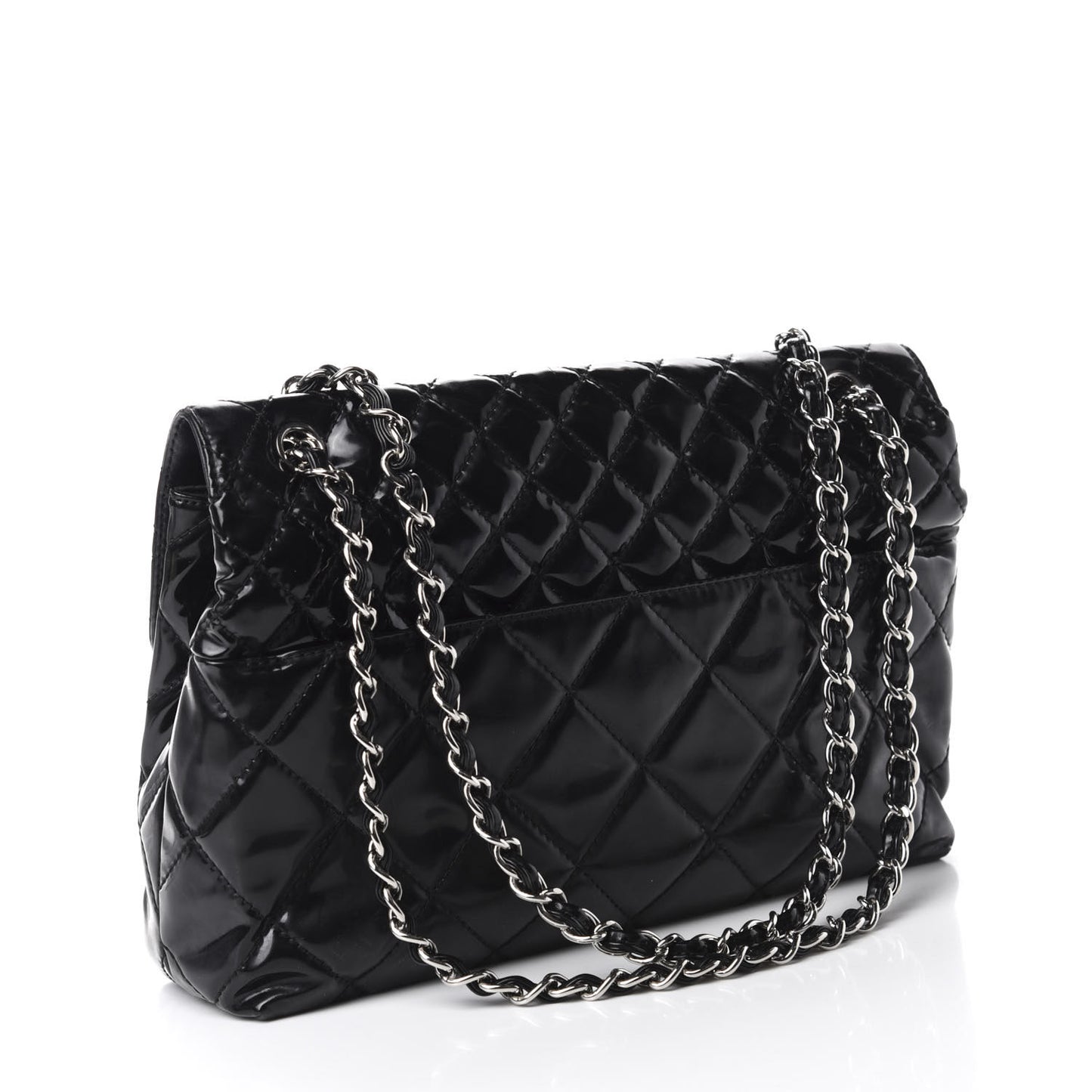 Vinyl Quilted In the Business Flap Bag Black