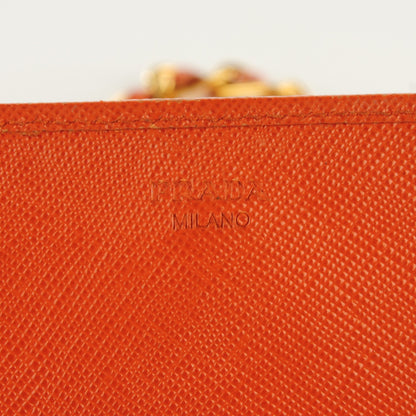 Prada Saffiano Metal Oro Chain Wallet Papaya 9 of 11