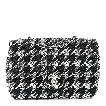 Chanel Satin Crystal Diamante Houndstooth Small Flap Black 1 of 11