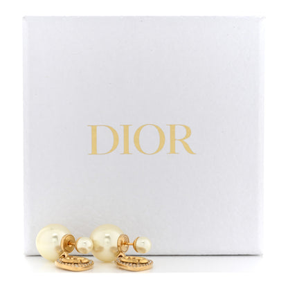Christian Dior Pearl Crystal Dior Heart Tribales Drop Earrings Gold 5 of 5