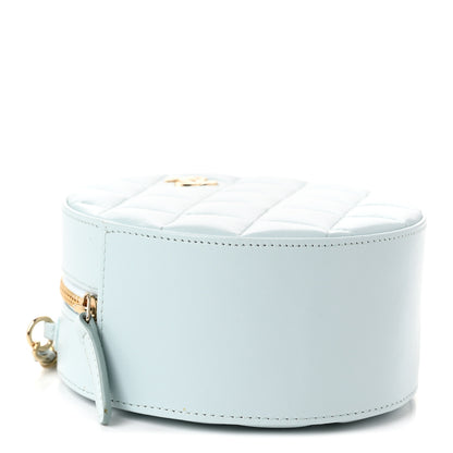 Chanel Iridescent Lambskin Quilted Coco Bow Round Clutch With Chain Light Blue 4 of 10