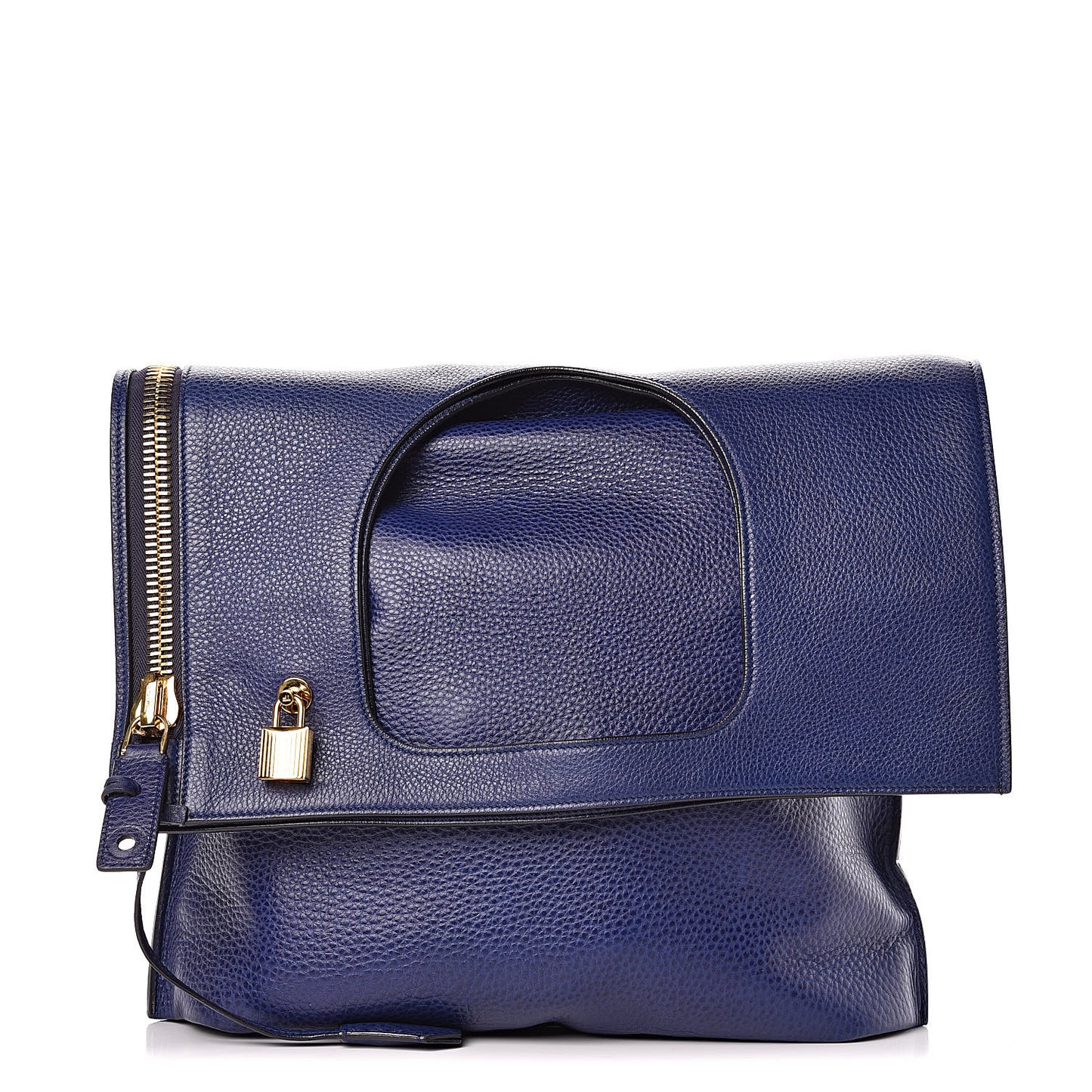 Calfskin Large Alix Padlock Zip Shoulder Bag Cobalt