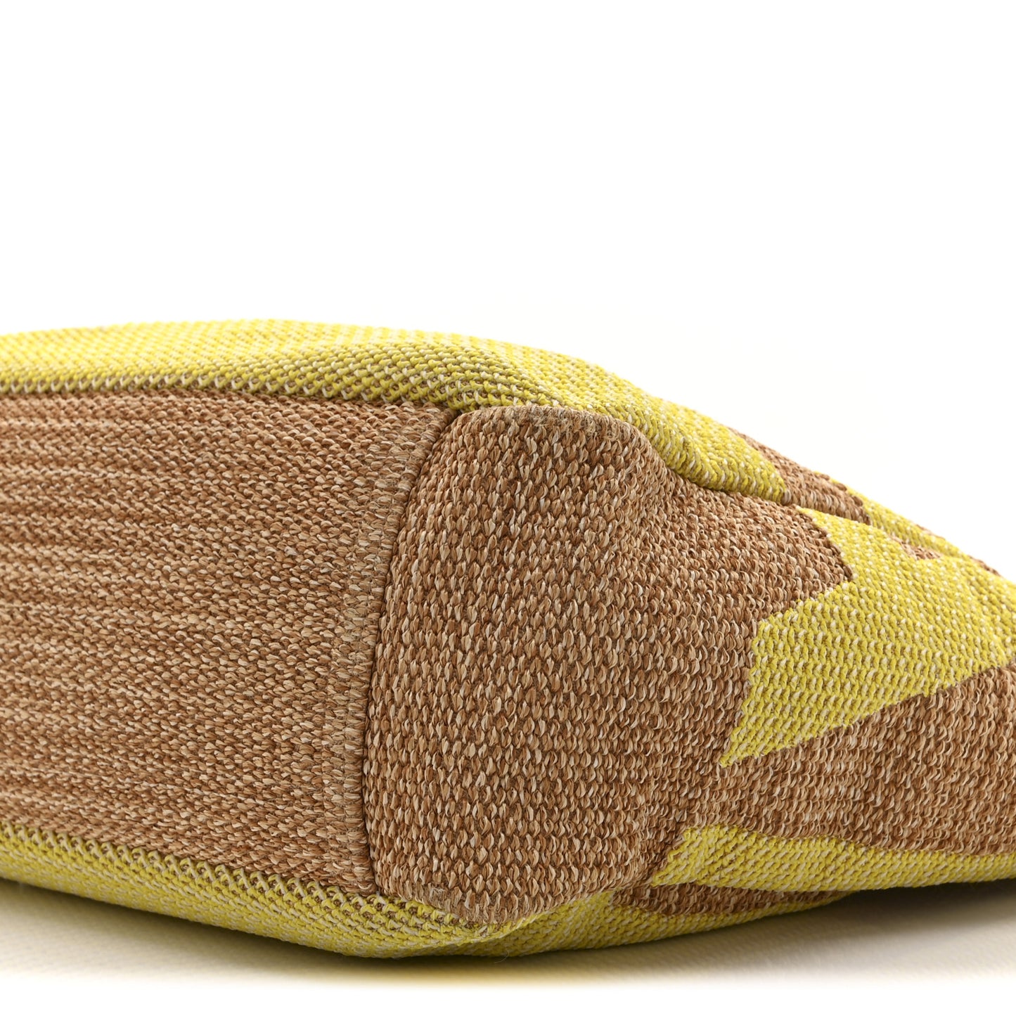 Mixed Fibers Large Shopping Bag Yellow Brown