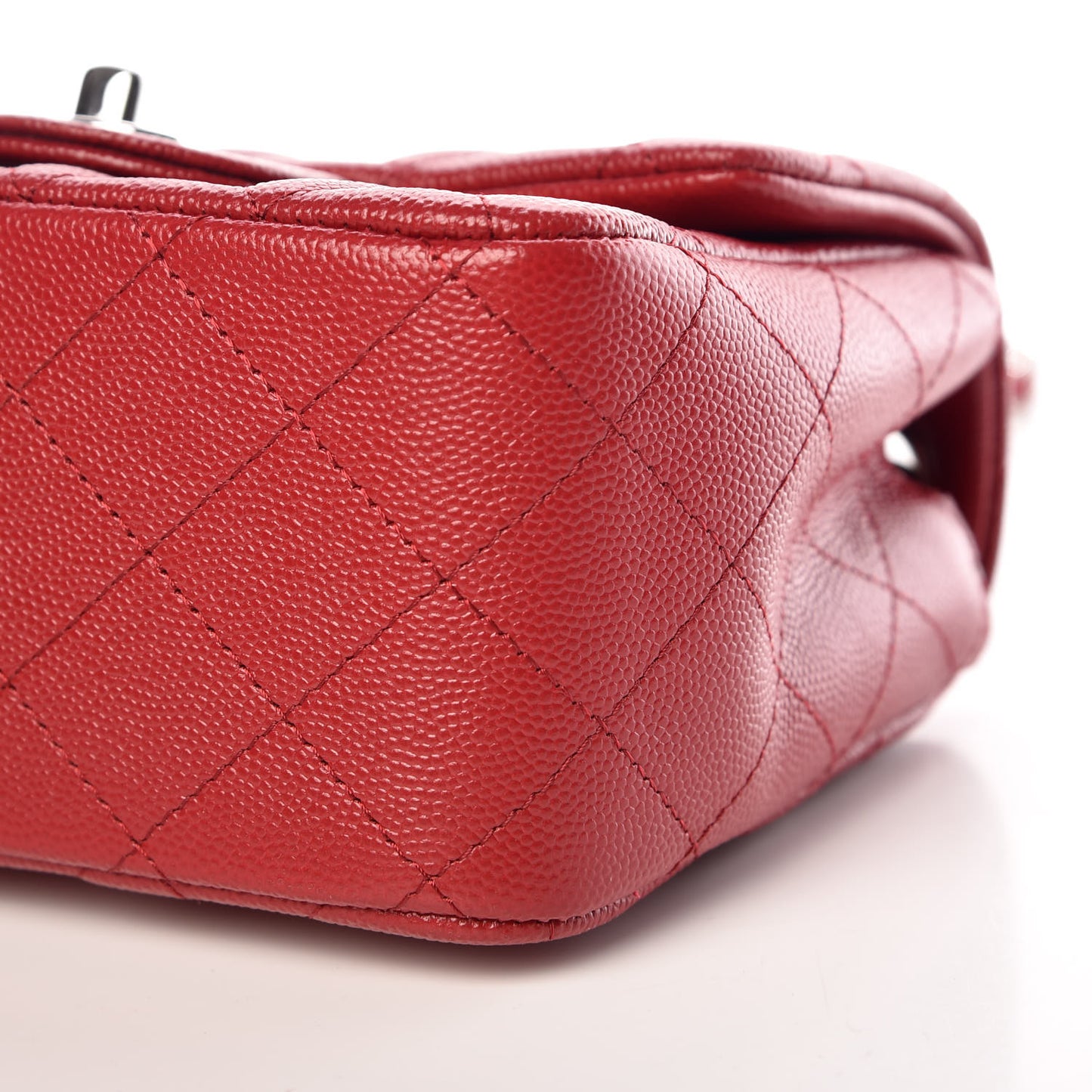 Caviar Quilted Mini Square Flap Red