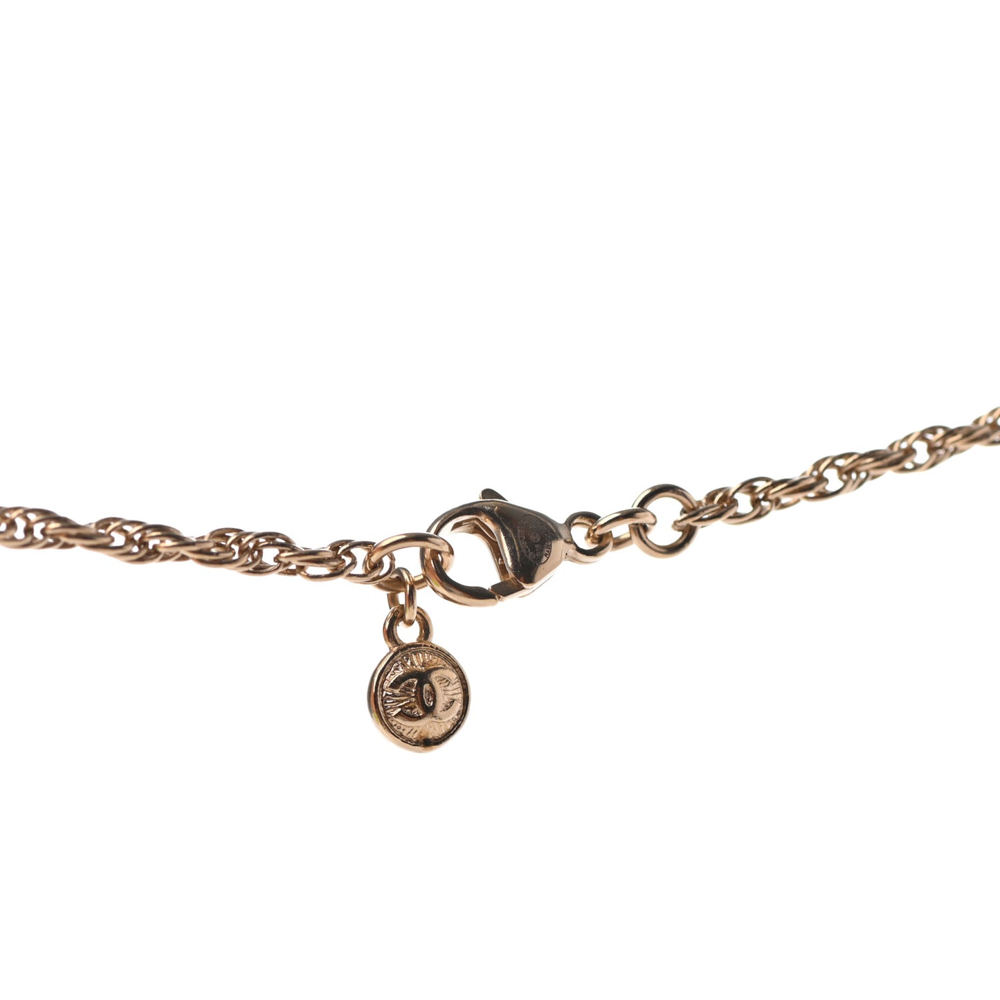Resin Pearl Twisted CC Pendant Necklace Gold