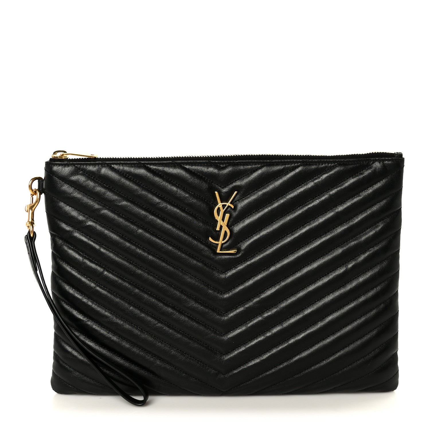 Saint Laurent Calfskin Matelasse Monogram Cassandre Tablet Pouch Black 1 of 9