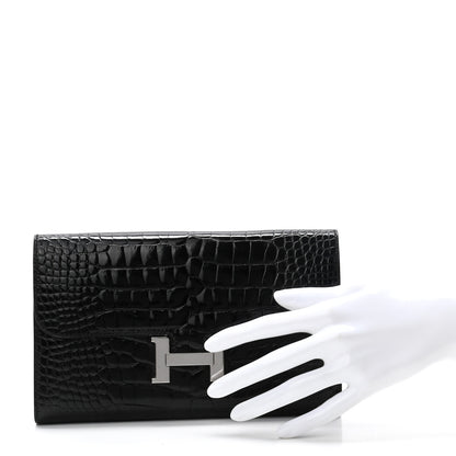 Hermes Shiny Alligator Constance Long Wallet Black 2 of 8