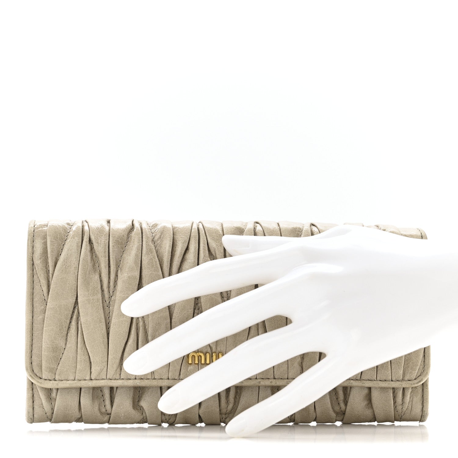 Miu Miu Nappa Lux Matelasse Flap Wallet Pomice 2 of 9