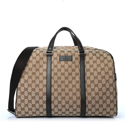 Gucci Monogram Dollar Calfskin Boston Duffle Bag Beige Ebony Testa di Moro Marrone Scuro 1 of 10