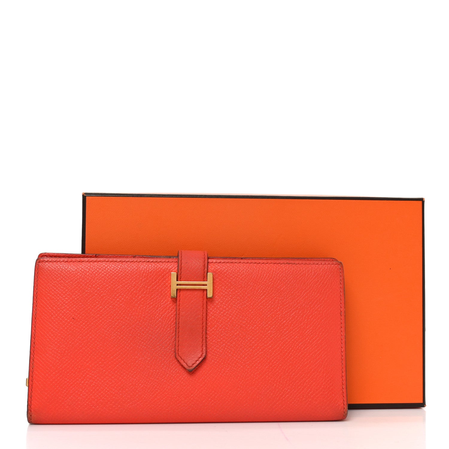 Hermes Epsom Bearn Gusset Wallet Orange Poppy 7 of 7