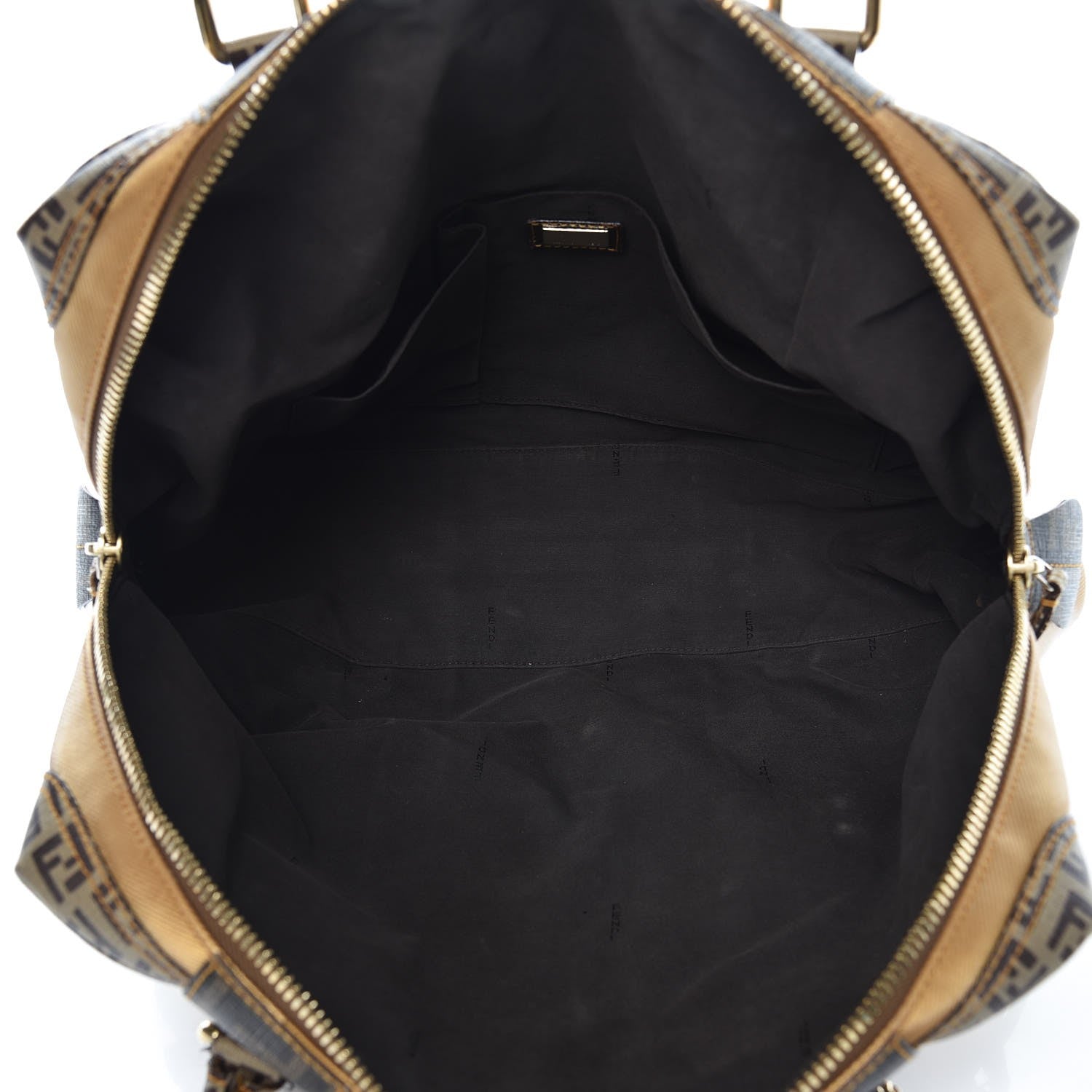 Fendi Metallic Canvas Zucca Zucchino Spalmati Large Mixed Media B Mix Tote Gold Brown 5 of 19