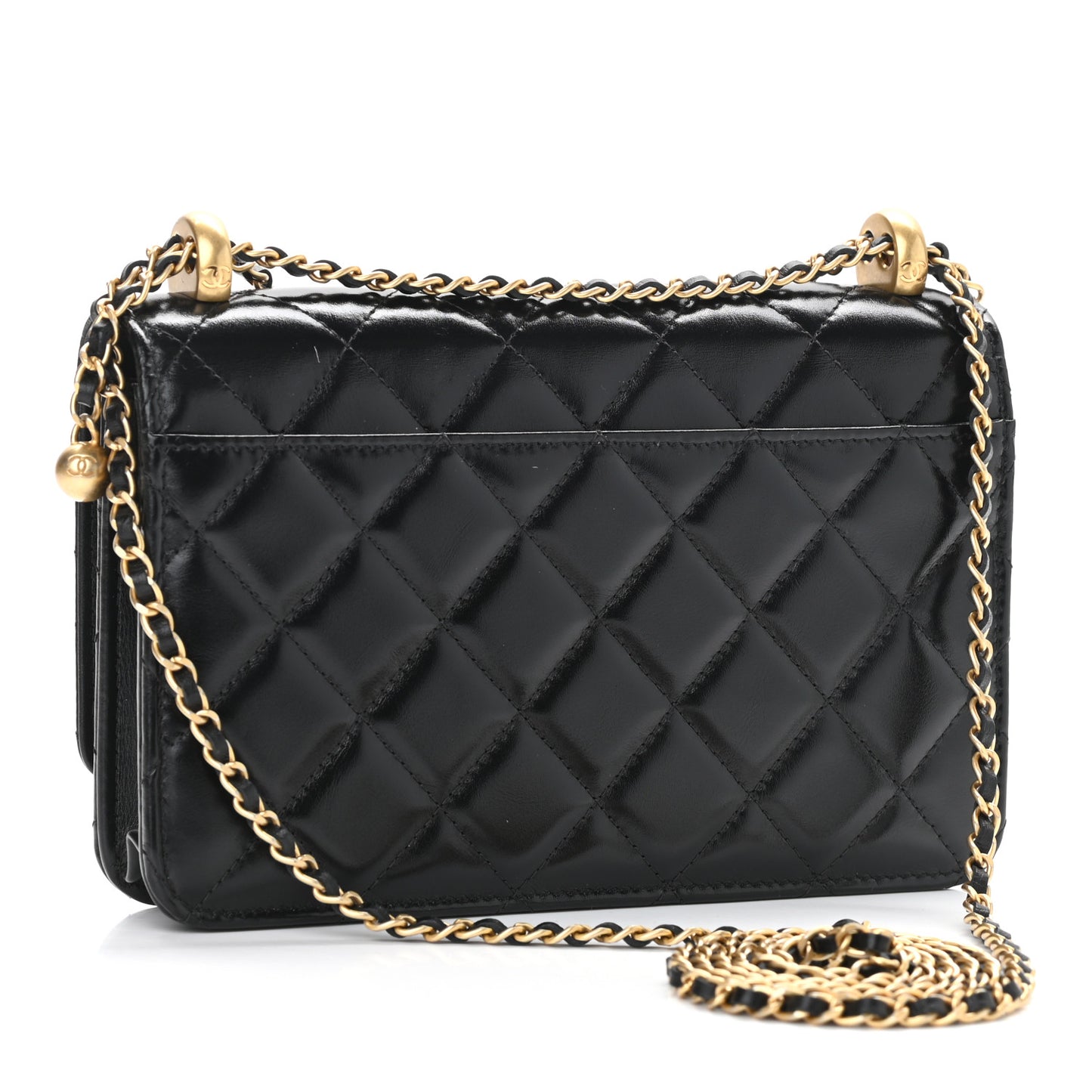 Calfskin Quilted Perfect Fit Wallet On Chain WOC Black