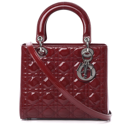 Christian Dior Patent Cannage Medium Lady Dior Red 1 of 11